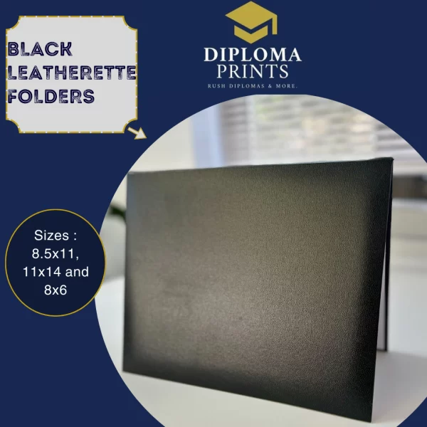 image of a sample black diploma folder