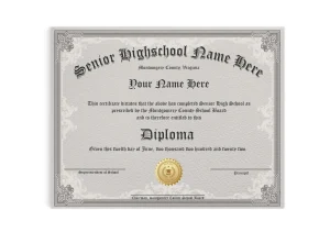 fake high school diploma with shiny seal