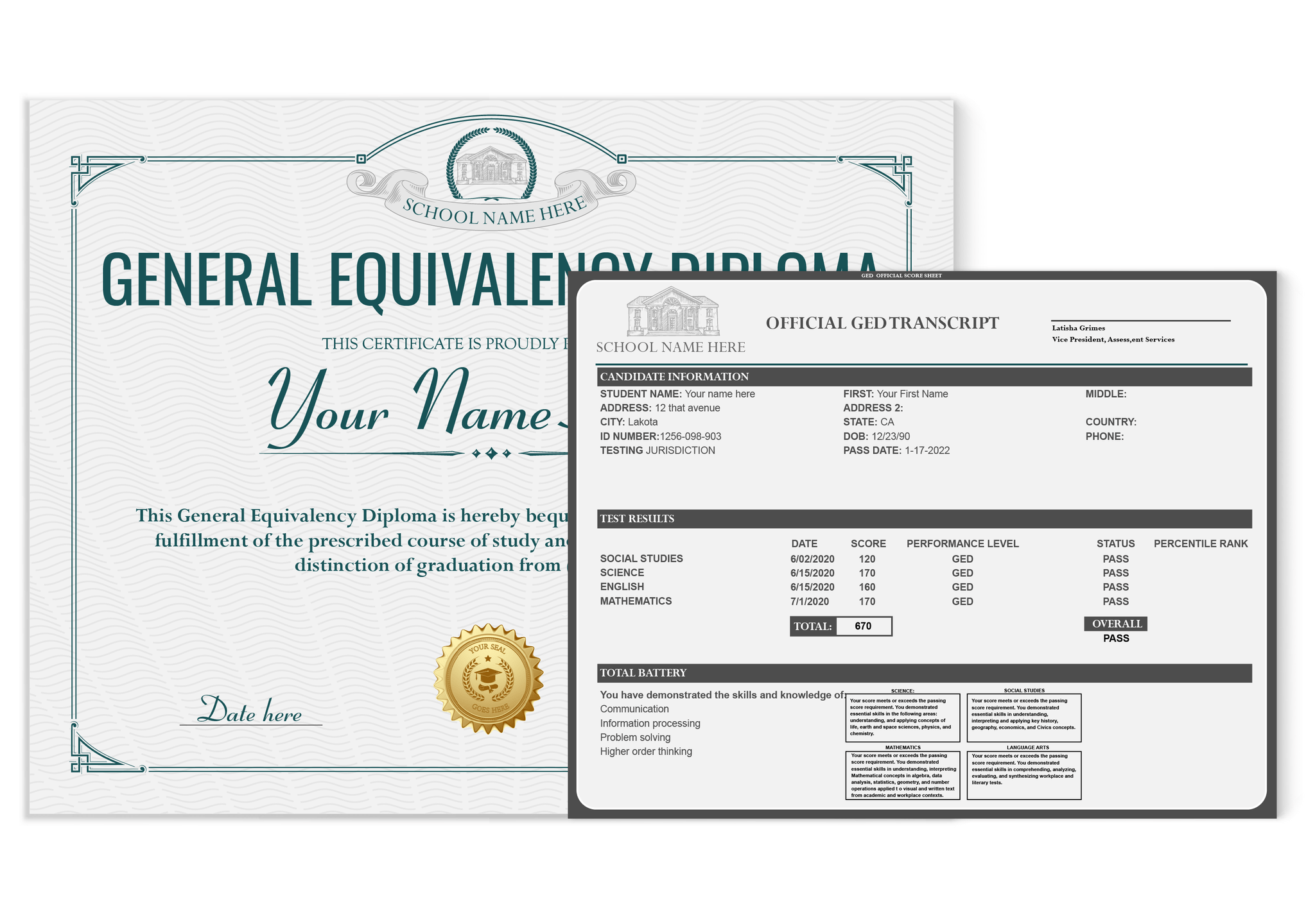 Fake GED Diplomas And Transcripts Quality Made