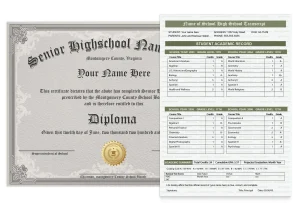replacement-high-school-diploma-and-transcript set