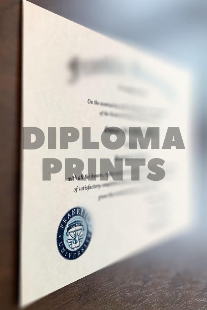 image of a franklin diploma with blue and gold seal