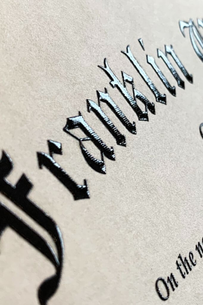 franklin university raised text on diploma degree