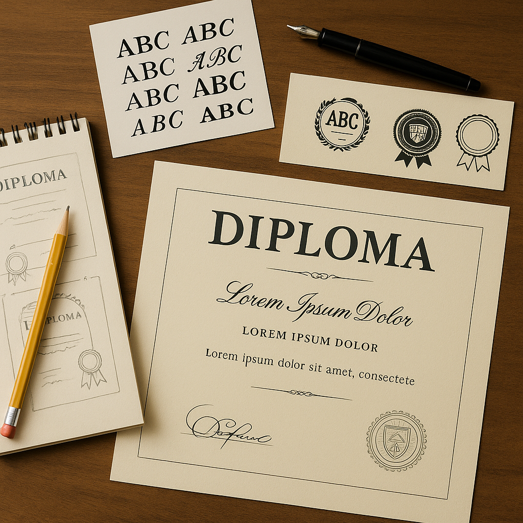 Diploma with sample seals
