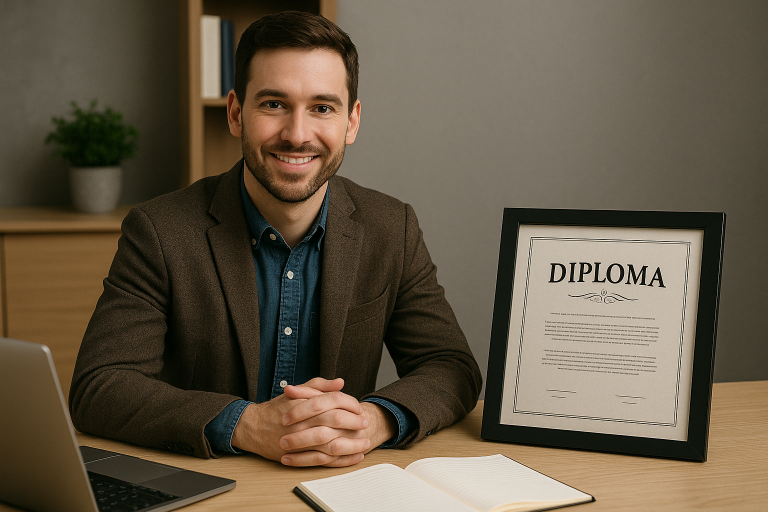 a Fake diploma used for display in a frame