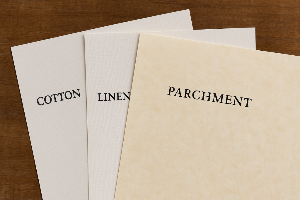Best diploma Paper types , cotton linen , parchment